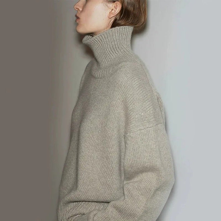 Ulltröja | Loose Fit | Turtleneck | Stickad tröja | Vinterkläder för kvinnor-Eva Jonsson