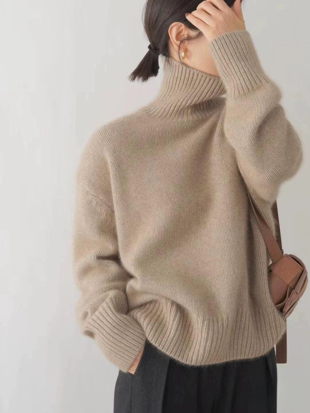Ulltröja | Loose Fit | Turtleneck | Stickad tröja | Vinterkläder för kvinnor-Eva Jonsson