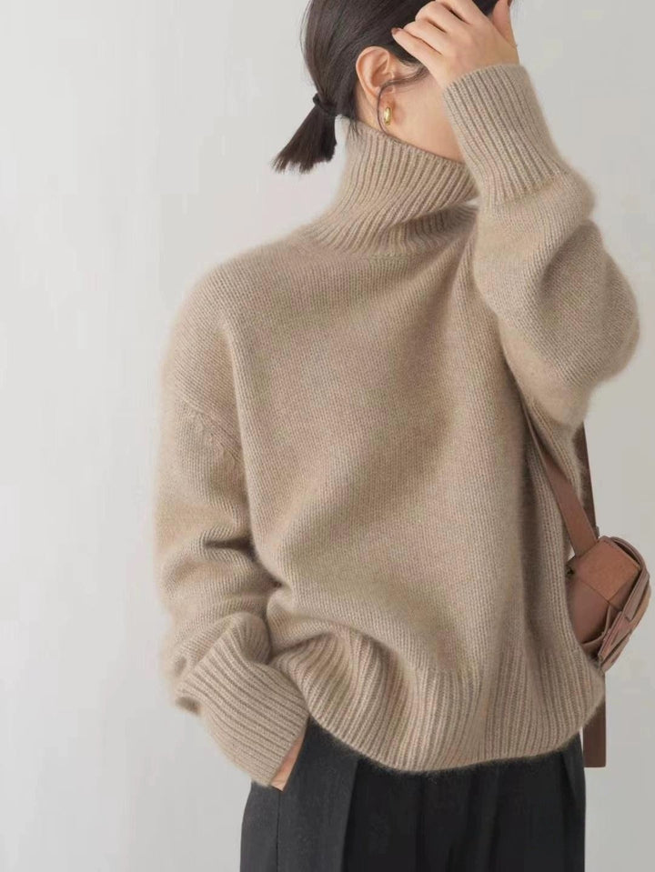 Ulltröja | Loose Fit | Turtleneck | Stickad tröja | Vinterkläder för kvinnor-Eva Jonsson