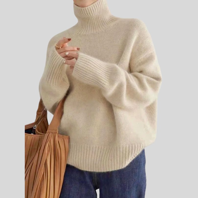Ulltröja | Loose Fit | Turtleneck | Stickad tröja | Vinterkläder för kvinnor-Eva Jonsson