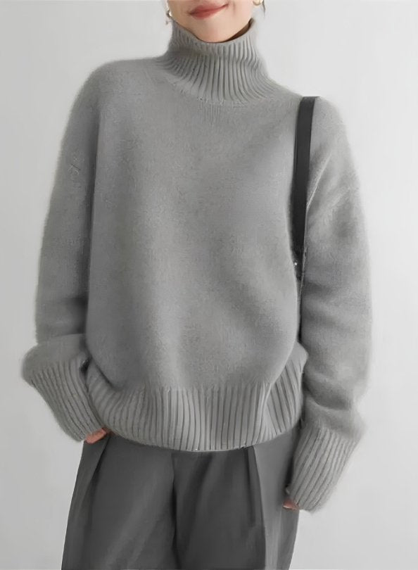 Ulltröja | Loose Fit | Turtleneck | Stickad tröja | Vinterkläder för kvinnor-Eva Jonsson