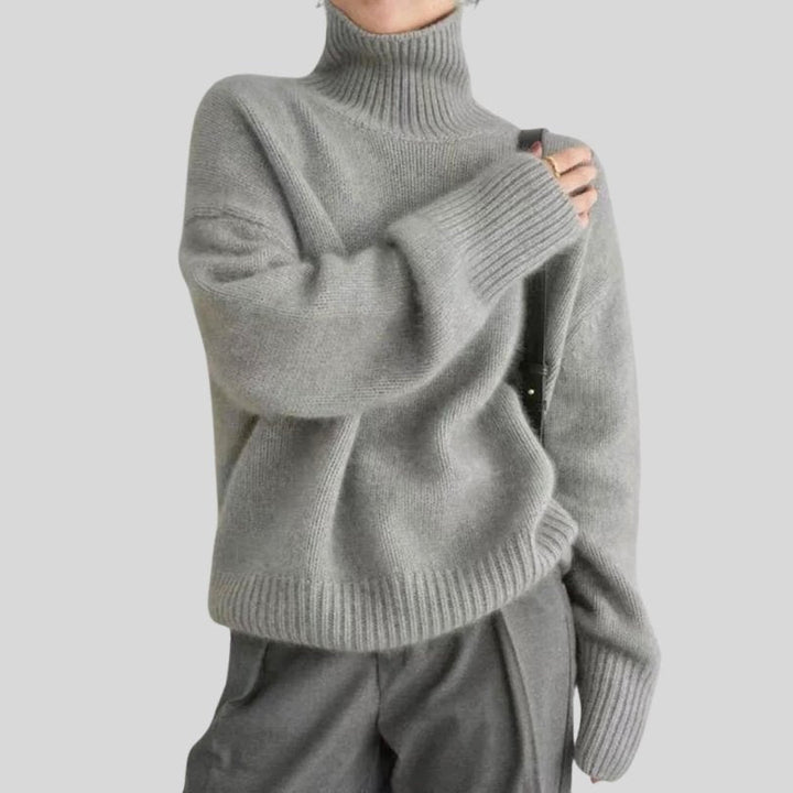 Ulltröja | Loose Fit | Turtleneck | Stickad tröja | Vinterkläder för kvinnor-Eva Jonsson