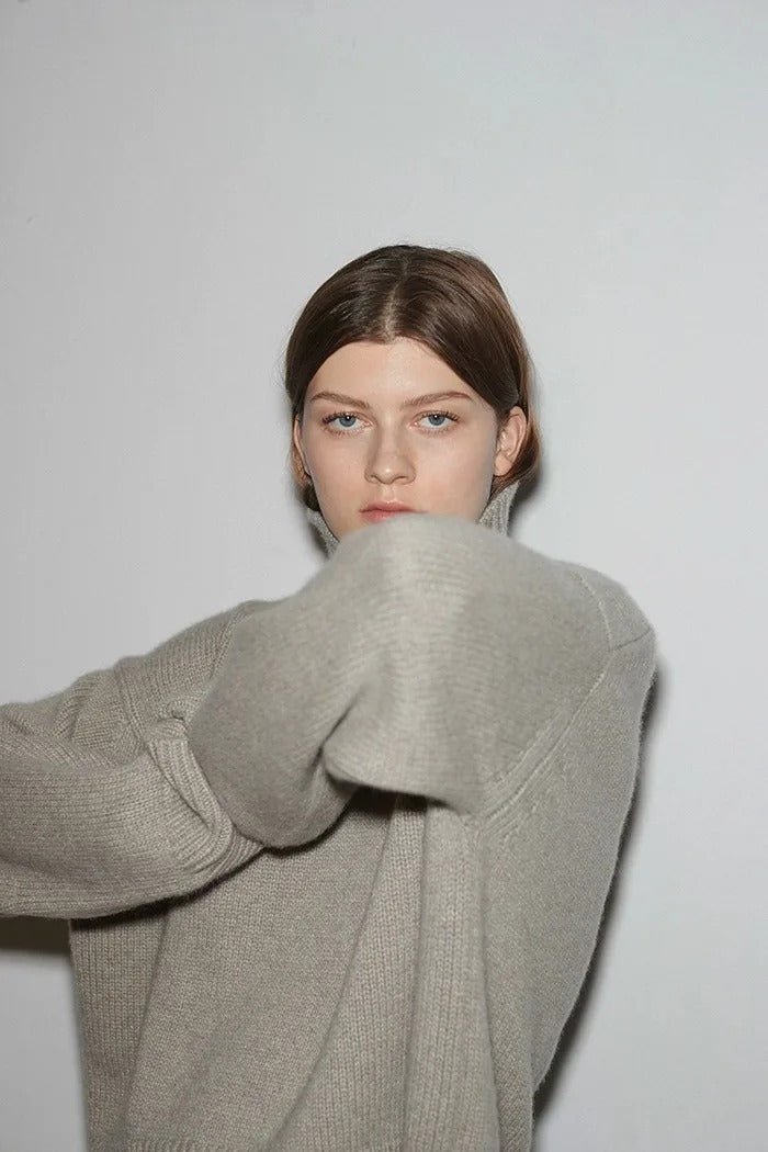 Ulltröja | Loose Fit | Turtleneck | Stickad tröja | Vinterkläder för kvinnor-Eva Jonsson