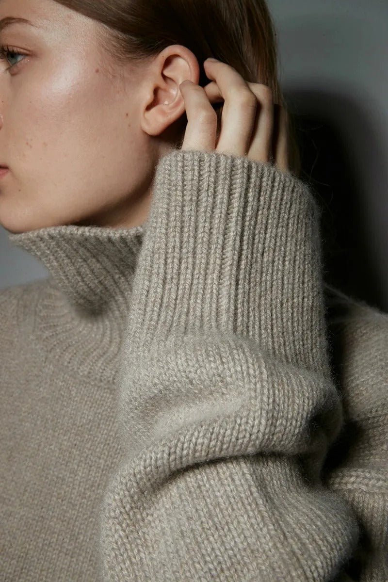 Ulltröja | Loose Fit | Turtleneck | Stickad tröja | Vinterkläder för kvinnor-Eva Jonsson