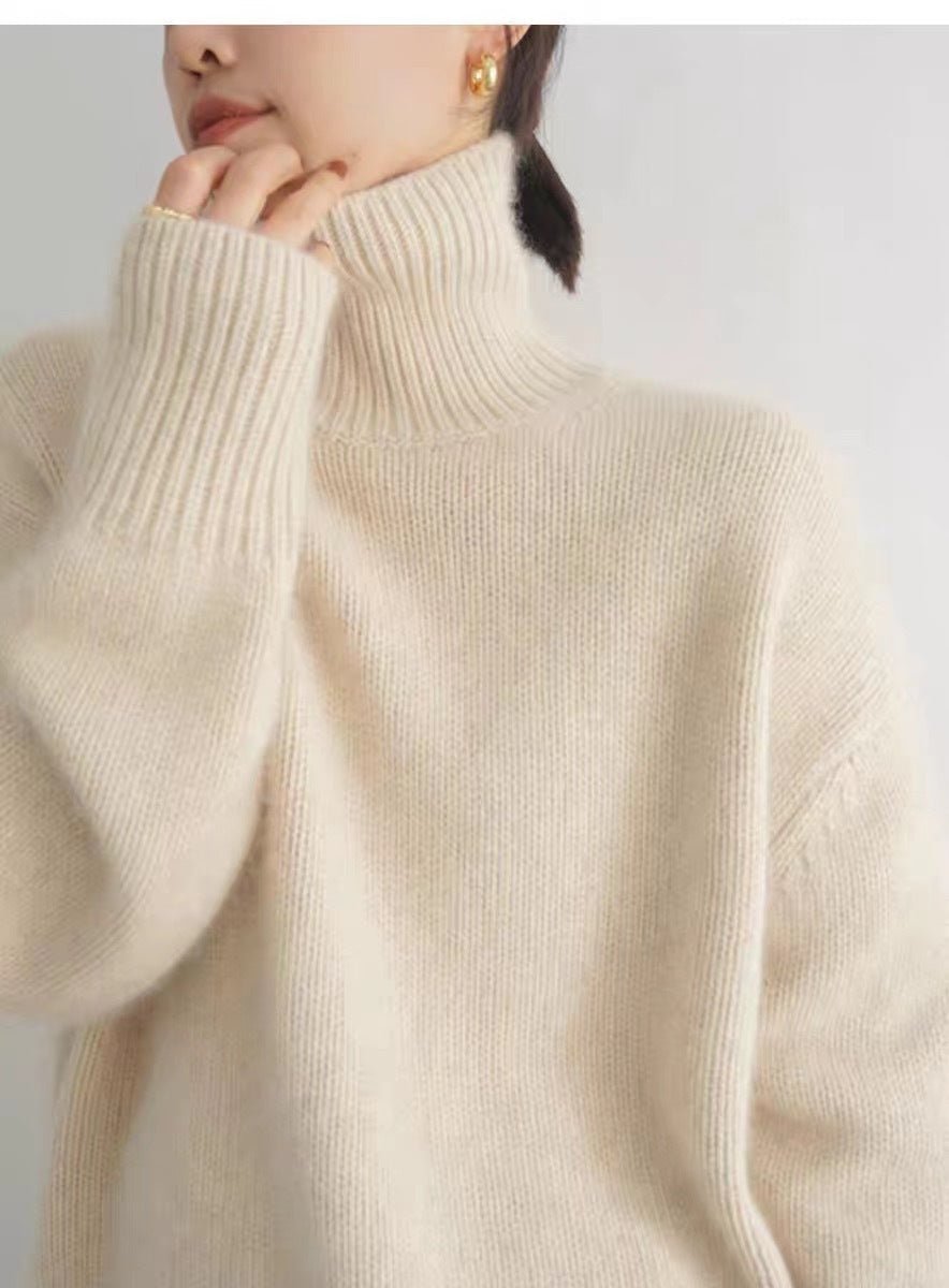 Ulltröja | Loose Fit | Turtleneck | Stickad tröja | Vinterkläder för kvinnor-Eva Jonsson