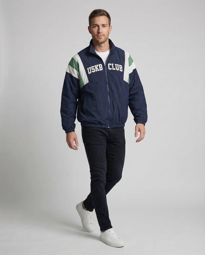 Unisex Retro-College Vindjacka Färgblock-Eva Jonsson