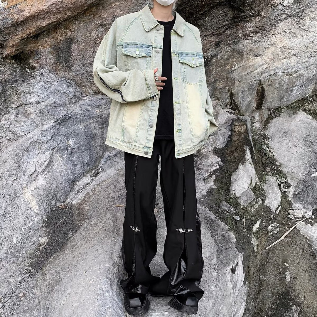 Unisex casual oversized jeansjacka med unik skärning och praktiska fickor Mirla-Eva Jonsson