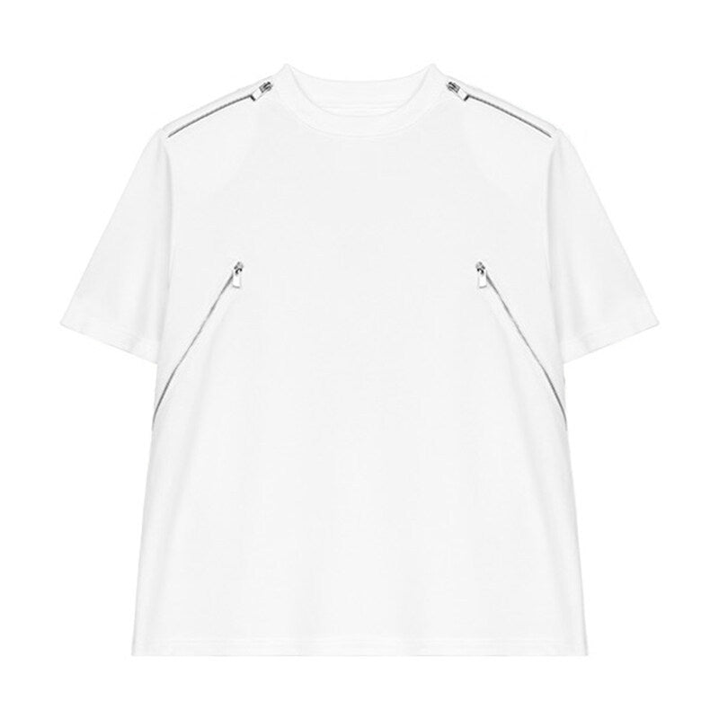 Unisex designer t-shirt med sidoremlösa fickor Mirla-Eva Jonsson