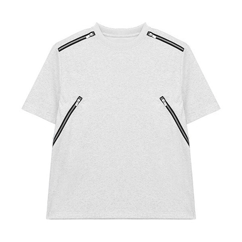 Unisex designer t-shirt med sidoremlösa fickor Mirla-Eva Jonsson