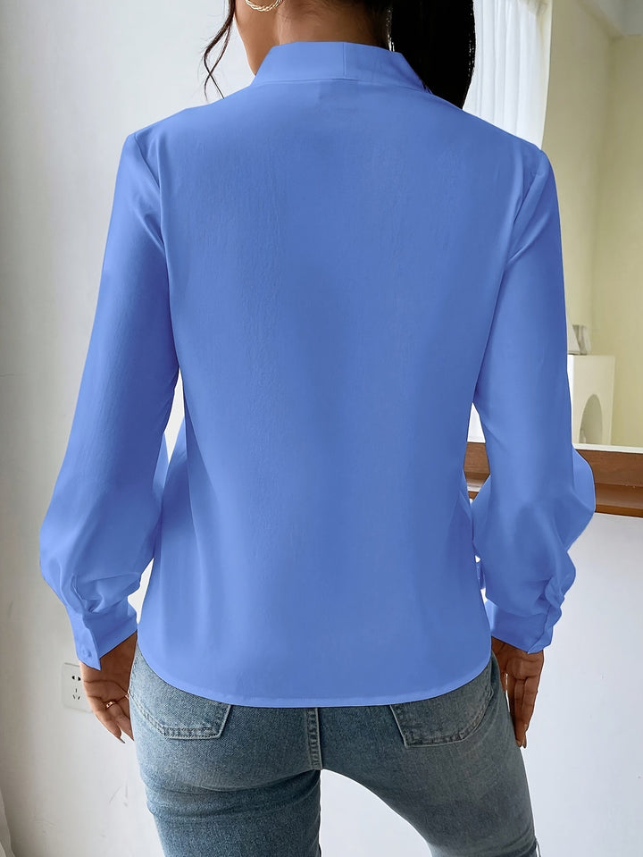 V-ringad Blus - Elegant för kvinnor - Lanternärm - Långärmade toppar - Blus för kvinnor-Eva Jonsson