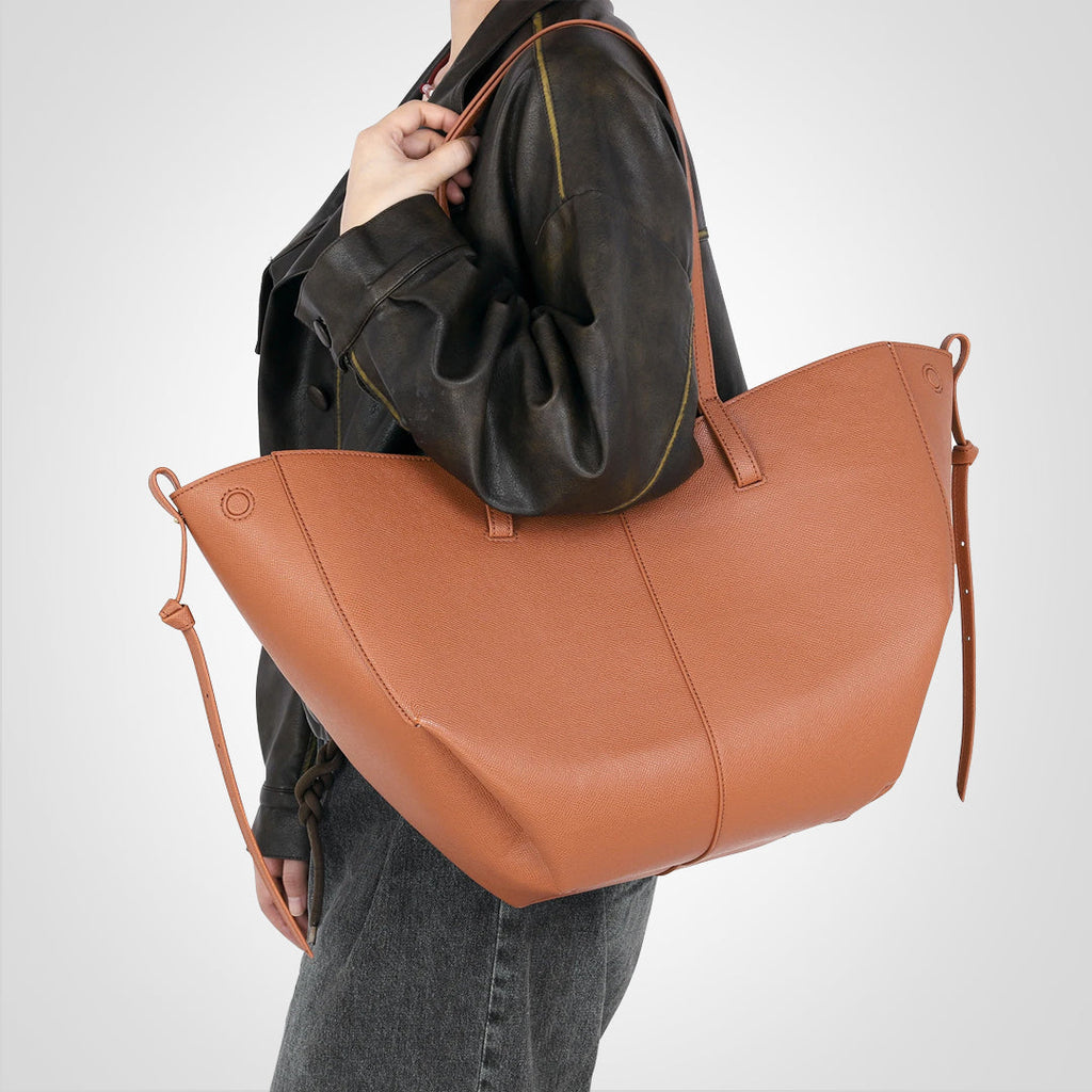 Väska i konstläder - Vintage - Shopper - Axelremsväska - Stor tygväska-Eva Jonsson