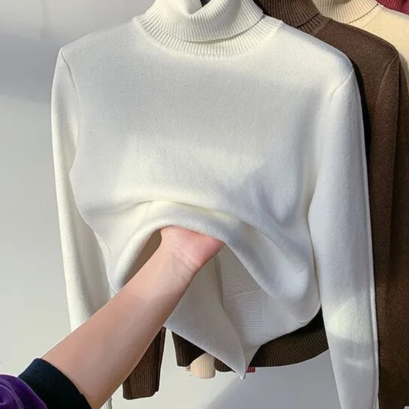 Vellora Rullekrage trui | Pullover med tjockt fleecefoder för kvinnor-Eva Jonsson