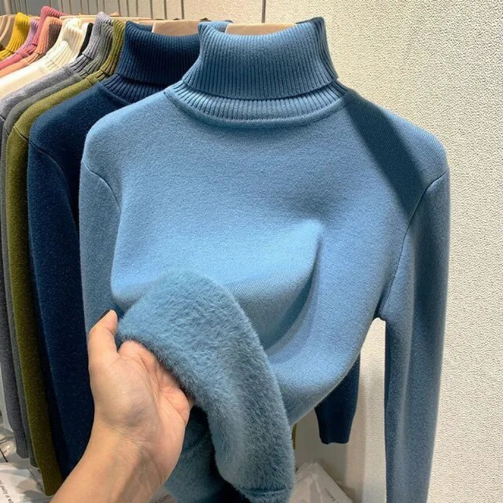 Vellora Rullekrage trui | Pullover med tjockt fleecefoder för kvinnor-Eva Jonsson