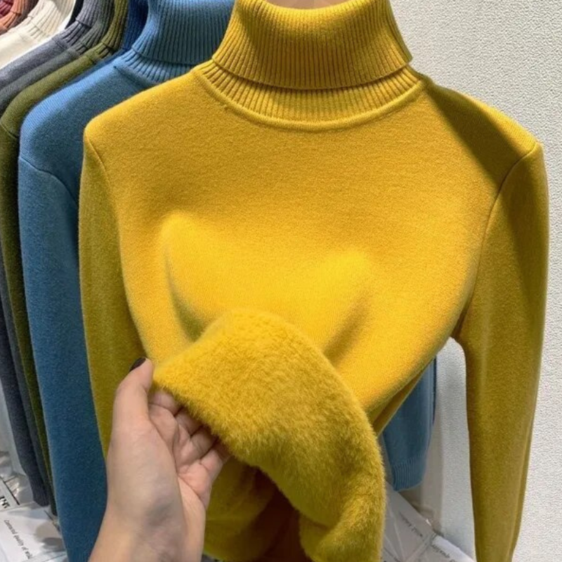 Vellora Rullekrage trui | Pullover med tjockt fleecefoder för kvinnor-Eva Jonsson