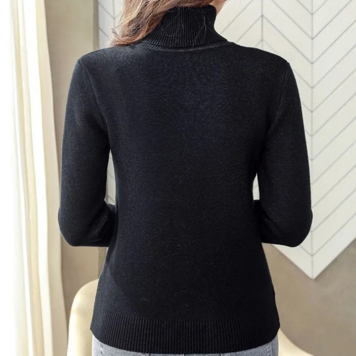 Vellora Rullekrage trui | Pullover med tjockt fleecefoder för kvinnor-Eva Jonsson