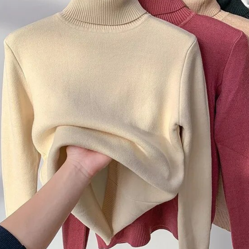 Vellora Rullekrage trui | Pullover med tjockt fleecefoder för kvinnor-Eva Jonsson