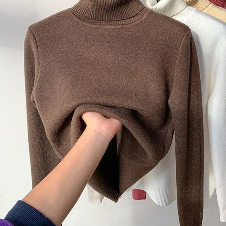 Vellora Rullekrage trui | Pullover med tjockt fleecefoder för kvinnor-Eva Jonsson