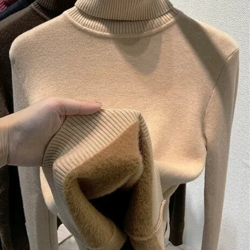 Vellora Rullekrage trui | Pullover med tjockt fleecefoder för kvinnor-Eva Jonsson
