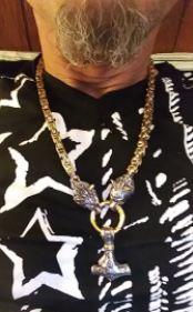 Viking Halsband/Armband | Rostfritt Stål Dubbel Varghuvud & Mjolnir | Nordisk Skydds Smycken (60–90 cm)-Eva Jonsson