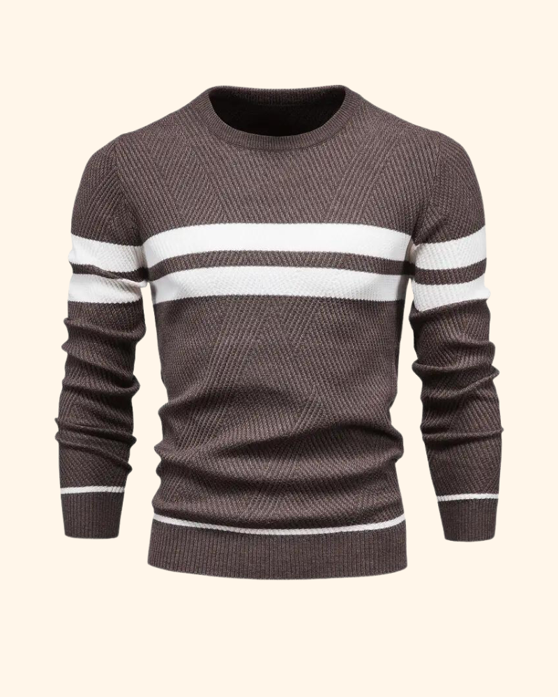 Vincent tröja | Randig stickad pullover för män-Eva Jonsson