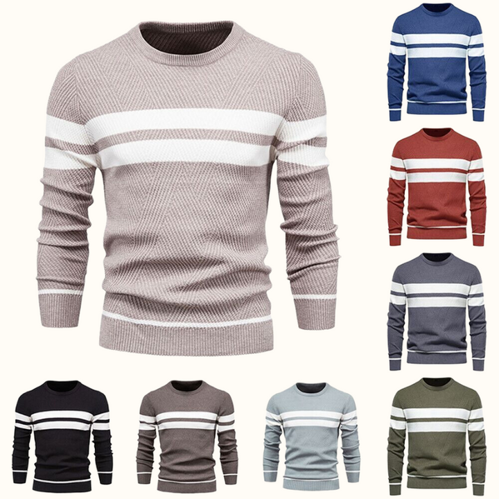 Vincent tröja | Randig stickad pullover för män-Eva Jonsson