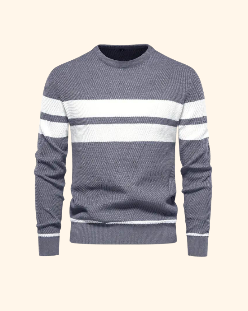 Vincent tröja | Randig stickad pullover för män-Eva Jonsson