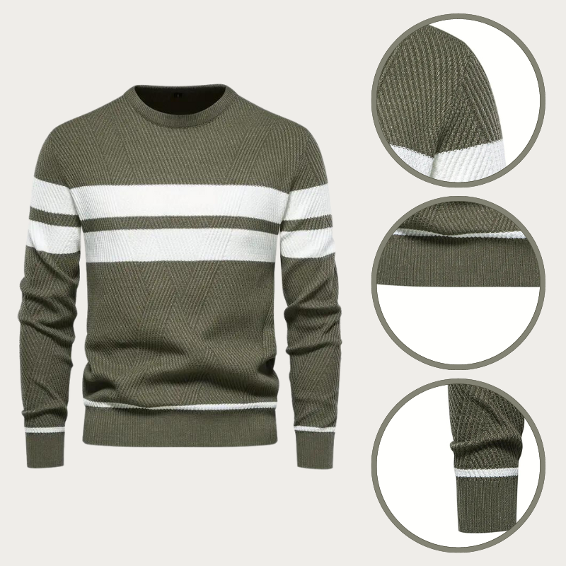 Vincent tröja | Randig stickad pullover för män-Eva Jonsson