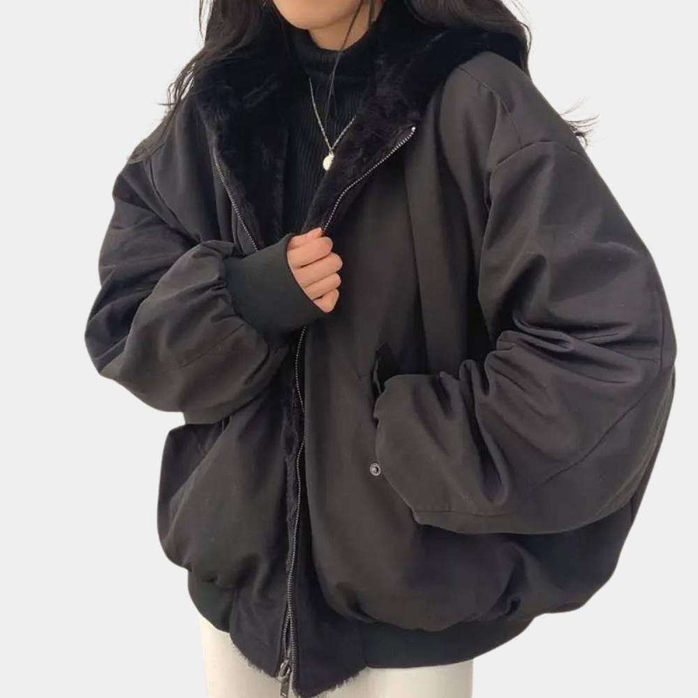 Vinter Bomberjacka | Varm | Fleecefodrad | Oversized Jacka | Vinterjacka för kvinnor-Eva Jonsson