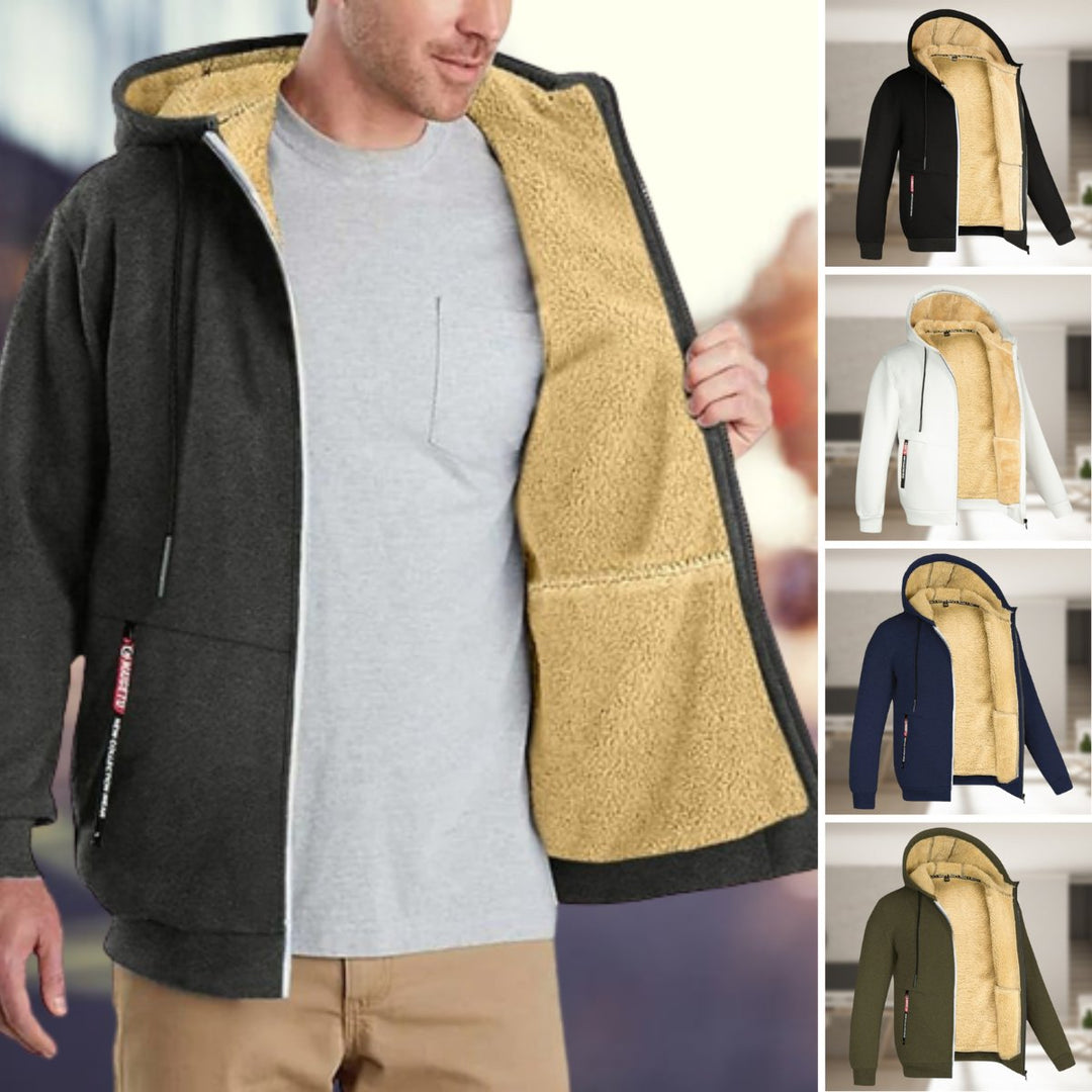 Vinter Hoodie | Sherpa Fleece | Zip-Up | Hoodie Jacka | Herrkläder-Eva Jonsson