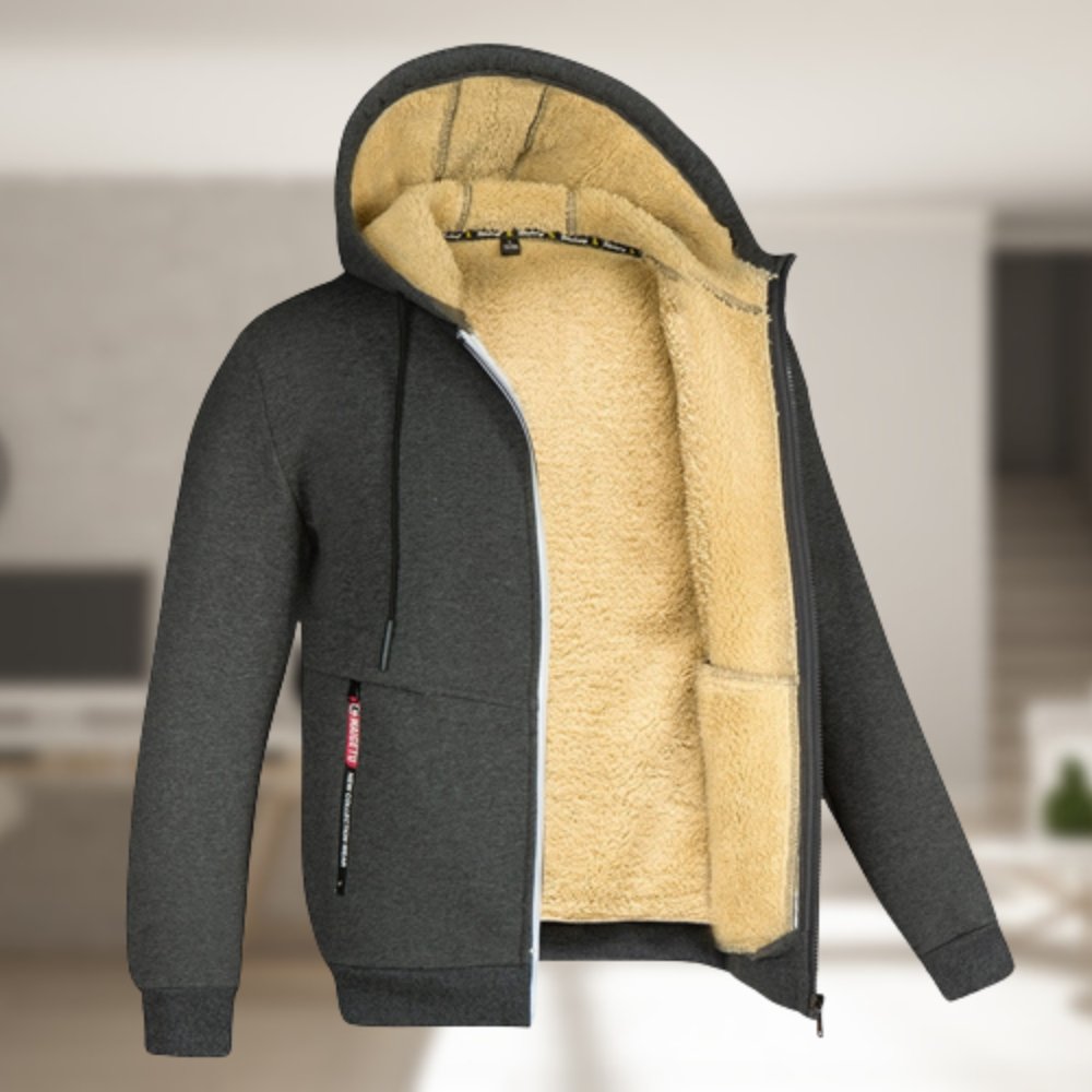 Vinter Hoodie | Sherpa Fleece | Zip-Up | Hoodie Jacka | Herrkläder-Eva Jonsson