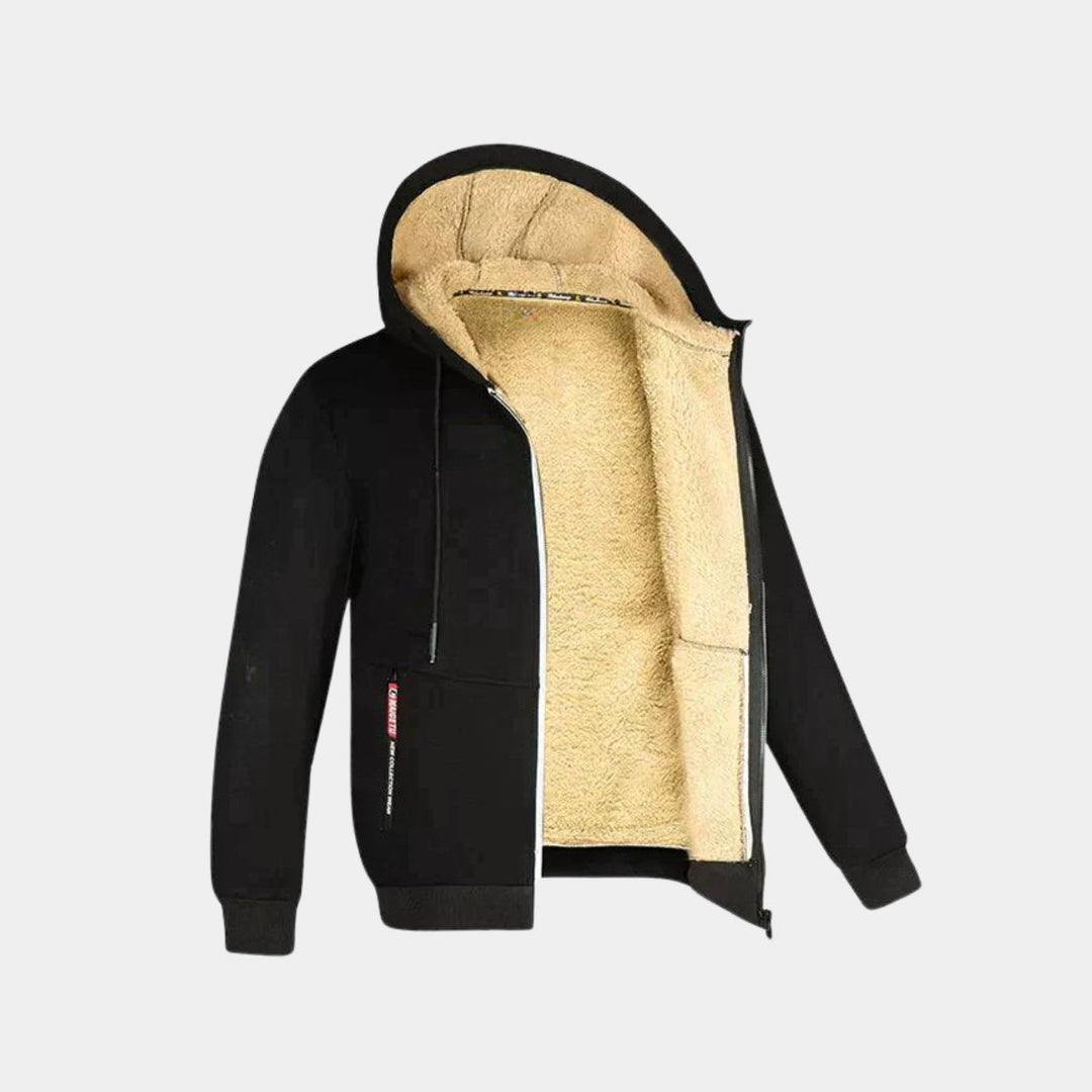 Vinter Hoodie | Varm | Fleece fodrad | Zip-Up Hoodie | Hoodiejacka för män-Eva Jonsson