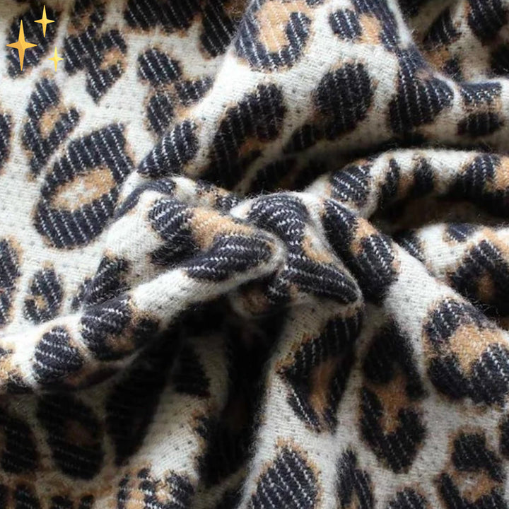 Vinterhalsduk - Varm stor leopardmönstrad ullhalsduk för kvinnor-Eva Jonsson