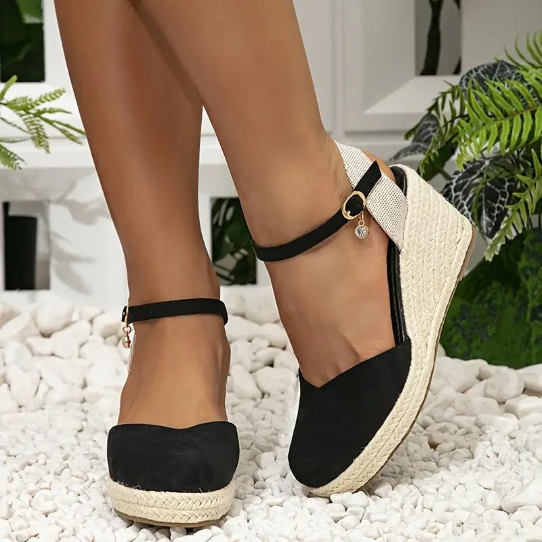 Wedge Sandals - Ankelrem med stängd tå för kvinnor Espadrille Wedges-Eva Jonsson