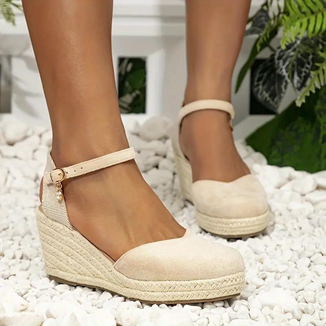 Wedge Sandals - Ankelrem med stängd tå för kvinnor Espadrille Wedges-Eva Jonsson