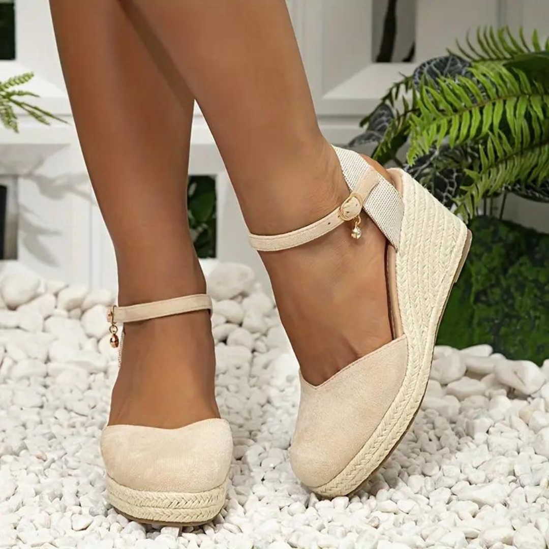 Wedge Sandals - Ankelrem med stängd tå för kvinnor Espadrille Wedges-Eva Jonsson