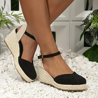 Wedge Sandals - Ankelrem med stängd tå för kvinnor Espadrille Wedges-Eva Jonsson