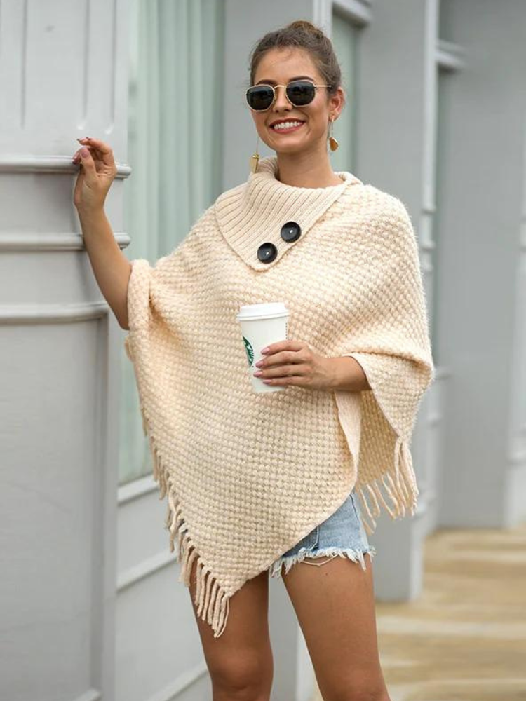 Whitney Stickad Poncho - snygga stickade höstplagg för kvinnor-Eva Jonsson