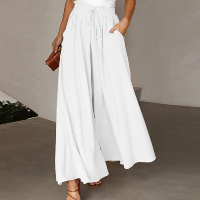 Wide Leg Byxor - Hög midja - Flowy - Palazzo Byxor - Dambyxor i linne-Eva Jonsson