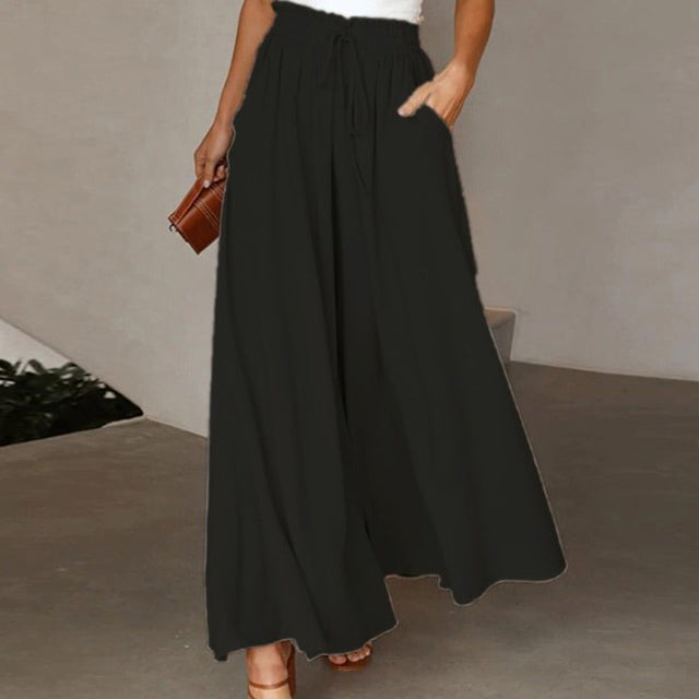 Wide Leg Byxor - Hög midja - Flowy - Palazzo Byxor - Dambyxor i linne-Eva Jonsson