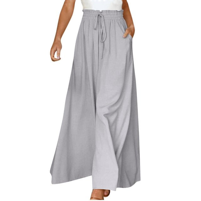 Wide Leg Byxor - Hög midja - Flowy - Palazzo Byxor - Dambyxor i linne-Eva Jonsson