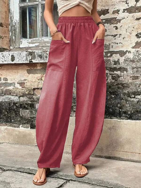 Wide Leg Pants - Baggy - Hög midja - Sommarbyxor - Dambyxor-Eva Jonsson