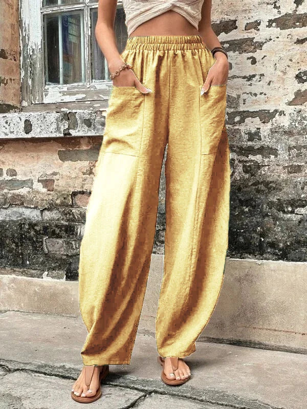 Wide Leg Pants - Baggy - Hög midja - Sommarbyxor - Dambyxor-Eva Jonsson