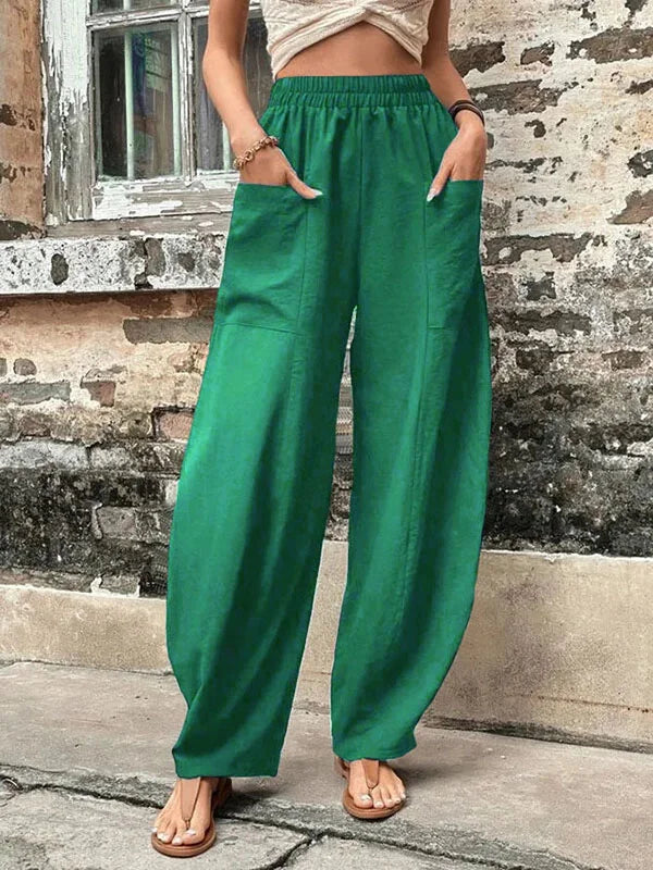 Wide Leg Pants - Baggy - Hög midja - Sommarbyxor - Dambyxor-Eva Jonsson