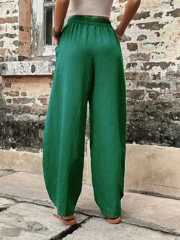 Wide Leg Pants - Baggy - Hög midja - Sommarbyxor - Dambyxor-Eva Jonsson