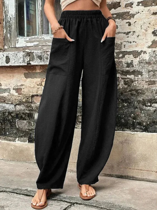 Wide Leg Pants - Baggy - Hög midja - Sommarbyxor - Dambyxor-Eva Jonsson