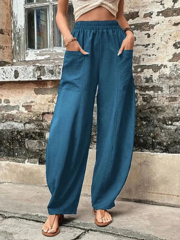 Wide Leg Pants - Baggy - Hög midja - Sommarbyxor - Dambyxor-Eva Jonsson