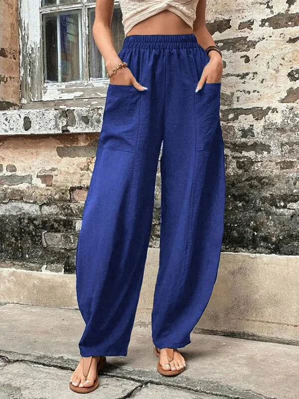 Wide Leg Pants - Baggy - Hög midja - Sommarbyxor - Dambyxor-Eva Jonsson