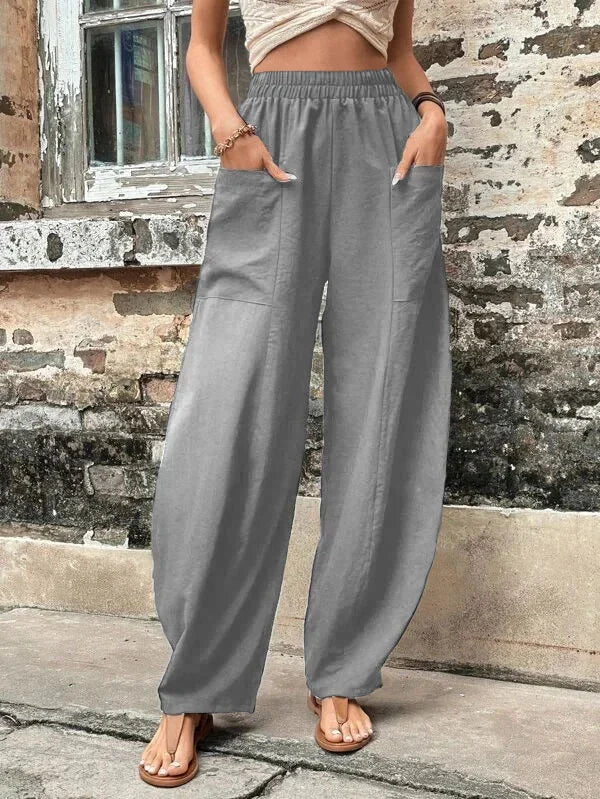 Wide Leg Pants - Baggy - Hög midja - Sommarbyxor - Dambyxor-Eva Jonsson