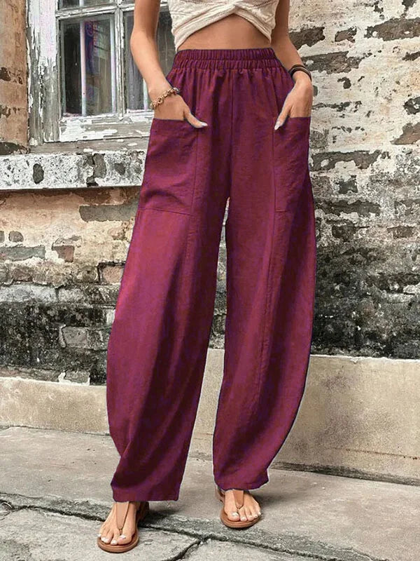 Wide Leg Pants - Baggy - Hög midja - Sommarbyxor - Dambyxor-Eva Jonsson