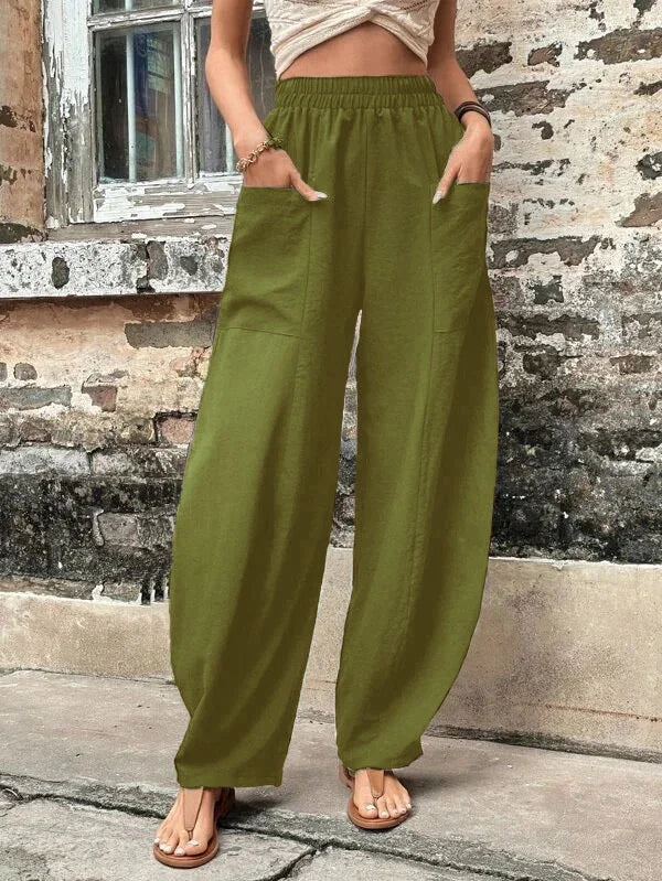 Wide Leg Pants - Baggy - Hög midja - Sommarbyxor - Dambyxor-Eva Jonsson